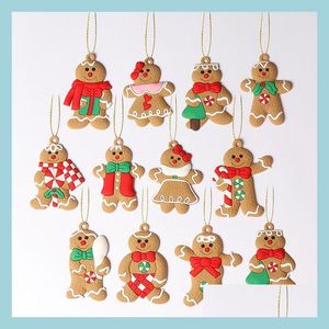 Charms 12Pcs Christmas Cute Gingerbread Man Biscuit Pendant Charms Beverages Jewelry Accessories Diy Funny Earrings Findings On Sale D Dhygx