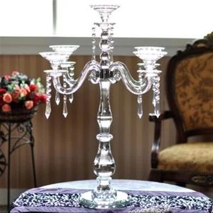 castiçal de cristal feito à mão com 5 braços, peças centrais de candelabros de fabricação 2538