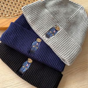 Polo ayı nakış örgü kelepçeli Beanie Kış Hat89