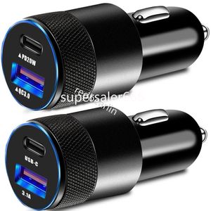 38W 15W High Speed ​​Eloy Dual Ports PD USB C Car Charger Auto Power Adapters för iPad 2 3 4 iPhone 11 12 13 14 15 Plus Samsung Xiaomi Huawei S1 PC GPS