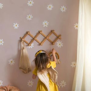 Decoração de parede boho margarida flores branco marrom adesivos de parede para quarto de crianças decalques de parede berçário de bebê decoração de casa quarto de menina interior 231204