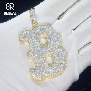 Letra personalizada a ~ z nome inicial banhado a ouro passe diamante testador vvs gelado moissanite hip hop pingente jóias finas