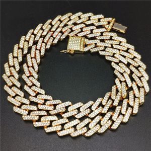 Paski sześcienne cyrkon lodowany Hip Hop Bling łańcucha męska biżuteria Naszyjnik Modna Miami Cuban Link łańcuchy bioder biżuteria złota