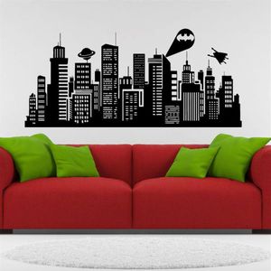 Stor storlek 132x41 cm Batman Gotham City Wall Decal Comics Vinyl Sticker Kids Room Home Art Decor2179