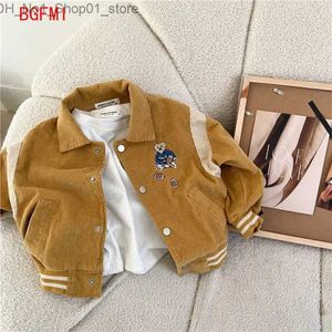 Down Coat Fashion Cartoon Embroidery Corduroy Jackets for Baby Boys Girls Casual Spring Fall Outwear Toddler Kids Coat Clothes Sports Wear Q231205