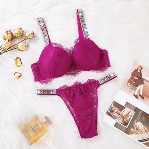 Seksi Set Bra Rhinestone Asbest Konforlu Push Up Sut Set Kadınlar Dikişsiz Sütyen 2 Parça Brand Sütyen 231205