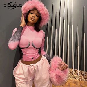 Шляпы с широкими полями Панамы Harajuku Sweet Pink с широкими полями Floppy Furry Shag Hat Женская зимняя теплая шляпа Y2k Модные нечеткие фестивальные шляпы-ведра из искусственного лисьего меха 231204