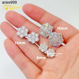 Hot Sale Hip Hop Jewelry Gra Certificate Flower Earring 925 Sterling Silver Moissanite Stud Earrings