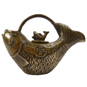 Sammelporzellan, handgefertigt, altes Kupfer, geschnitzte Fischform, hervorragende Teekanne