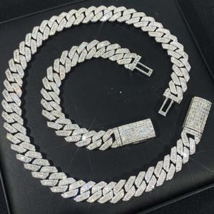 Bracciale con diamanti baguette dal design popolare rapper S925 Set di gioielli in moissanite Collana a catena cubana di lusso con catena a maglie cubane