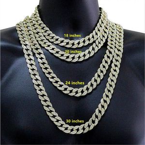 2021 12 mm Miami Cuban Link Chain Naszyjnik Bracelet zestawów do męskiego Bling Hip Hop losed Diamond Gold Srebrne łańcuchy Raper Women LU252Q