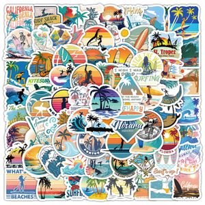 103 Stück Urlaubsreise Sport Surfen Strand Graffiti Wasserdichtes PVC-Aufkleberpaket für Kühlschrank, Auto, Koffer, Laptop, Notebook, Tasse, Telefon, Schreibtisch, Fahrrad, Skateboard, Hülle.