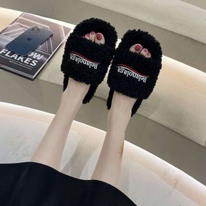 Дизайнерская обувь balencaga Furry Platform Sandal, плюшевые тапочки с вышивкой B word, плюшевые тапочки Furry Slide, замшевые тапочки HNRJL