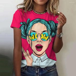 女性用Tシャツ2023印刷ファッションサマー製品美しいヘッドイメージ女性TシャツストリートヒップホップカジュアルコンフォートOネックトップ6xl