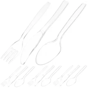 Forks 50 Set Tek Kullanımlık Bıçak Çatal Kaşığı Tek Zamanlı Sunucu Partisi Tatlı Çatal Teşhis Kiti Açık Dış Mekan Plastik Gümüş eşyalar