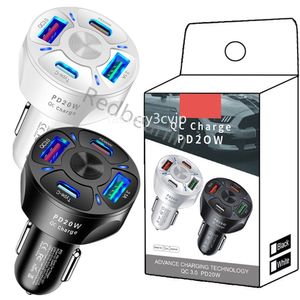 Szybkie szybkie Charing 53W PD ładowarki samochodowe 4USB Porty USB C Adaptery zasilania ładowarki samochodowej PD 20W dla iPhone'a 12 13 14 15 Huawei HTC F1