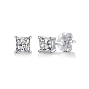 stud earring D Color Princess Cut Moissanite Earring s925 Sterling Sliver Plated with 18k White Gold Earrings for Women Fine Jewel237R