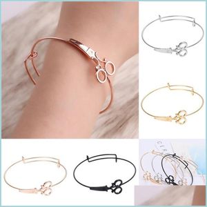 Bangle Scissors Armband Link Long Gold Chain for Women mode Simple Cuff Drop Delivery Jewelry DHSBH