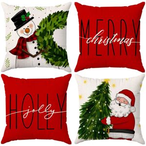 Fronha de Natal Almofadas Capas 18x18 Conjunto de 4 Decorações de Natal Decoração de Férias de Inverno Capa de Almofada para Casa Sofá 231205