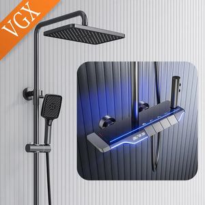 Bathroom Shower Heads VGX Digital System Intelligent Temperature Display Faucet Set Rainlfall Mixer Bidet 231205