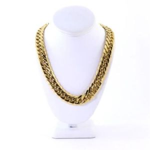 Mens Heavy Large 14K Gold Plated Miami Cuban Stainless Steel Chain 18 5mm 24''284L