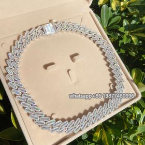 Nya ankomster Miami Cuban Link Chain Silver 925 Fashion Iced Out VVS Baguette Moissanite Diamond Necklace
