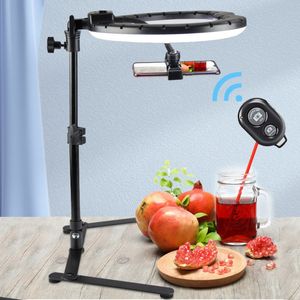Desktop LED Selfie Remote 26cm Ring Light YouTube Fill Videolampe Live Cook Photography Lighting Ringlight With Stativ Stand Stand