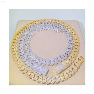15mm Hip Hop Bracelet Necklace 4 Row Vvs Moissanite Custom Sparkling 925 Silver Jewelry Ice Out Cuban Chain Bracelet Necklace