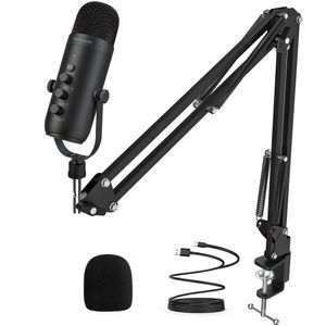 Microphones Professional USB Streaming Podcast PC Microphone Studio Cardioid Condenser Mic Kit With Boom Arm för inspelning av Twitch 231204