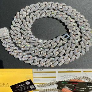 Anpassad Pass Diamond Tester VVS Moissanite Cuban Chain Necklace Iced Out Hip Hop 925 Silver Link Armband Men244a