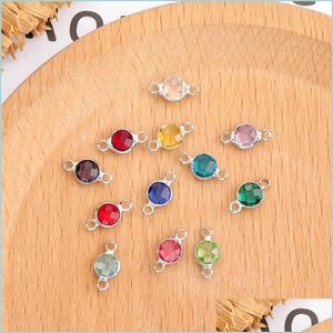 Charms 925 Sier Plated Colorf 6Mm Double Hook Crystal Birthstone Charms For Diy Jewelry Making Drop Delivery Jewelry Jewelry Findings Dh5Of