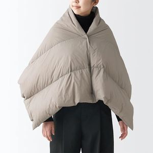 Lenços inverno estilo japonês feminino portátil para baixo xale lenço de cor sólida quente à prova de vento capa impermeável 231204