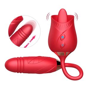 Brinquedo sexual massageador clitóris estimulação clitóris adulto brinquedo de silicone empurrando estiramento g ponto vibrador lambendo sucção rosa vibrador para mulheres feminino