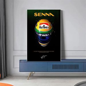 Modern F1 Racer Helmet Canvas Målning Affischer Famous Formel 1 World Dhampion Paintings Prints Graffiti Wall Art Pictures Home De184U