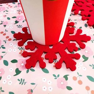 Bord Mattor 12 Pack Christmas Felt Coasters Red Snowflake Table Seary Mat Heat Isolation Drink Tea Coffee Cup For Winter Xmas Decoration