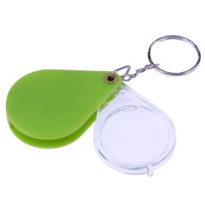Atacado 10x lupa dobrável lupa portátil lente de vidro plástico portátil chaveiro lupa verde laranja zz