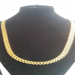 Lyxig ny Super Noble Men's 316L kirurgiskt rostfritt stål 18K massivt gult guld pvd plätering klocka band länk halsband219h