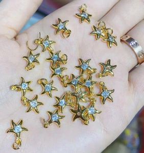 Chains 2pcs Star Charm For Bracelet Gold Plated Copper CZ Crystal Jewelry Necklace Earring Making Accessories Dsf3s