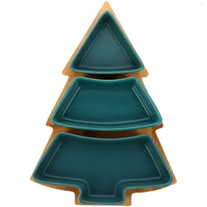 Dinnerware Sets Christmas Tree Snack Plate Ceramic Desktop Tray Dry Fruit Tableware Wear-resistant Candy Convenient