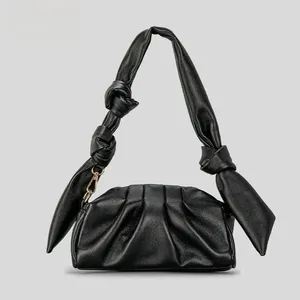 Вечерние сумки, мягкая плиссированная сумка из искусственной кожи с облаком, женская сумка-тоут с завязками, стильная сумка через плечо с клецками