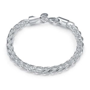 Pulseira torcional banhada a prata; Novidade moda masculina e feminina pulseira de prata 925 SPB070189R