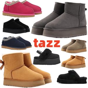 مصمم النعال Fluffy Australia Platform Tasman Slippers UG Scuffs Wool Shoes Sheepskin Fur Leather Real Classic Classic Women Boots S