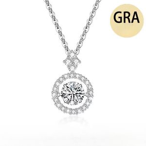 Moissanite necklace women's round beating heart 925 silver light luxury clavicle necklace gift for women