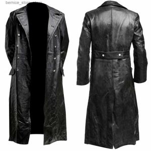 Parkas masculinas clássicas alemãs, uniforme militar da 2ª guerra mundial, oficial, casaco de couro preto q231205