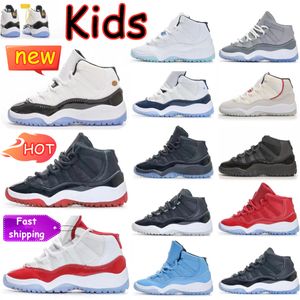 Jumpman 11s детская обувь кроссовки для малышей Cherry 11 баскетбольные кроссовки для мальчиков и девочек Дети DMP Кепка и платье благодарности Cool Grey Legend Blue Bred детские молодежные высокие туфли