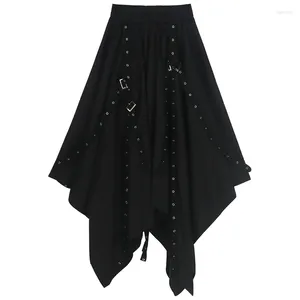 Skirts 2023 Grunge Gothic Harajuku Black Skirt Women's Steampunk Vintage Victorian Irregular Hippie Party Y2k Cosplay Punk