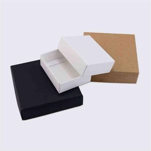 Kraft Black White Paper Box Blank Paper Gift Packaging Box Cardboard med lock Gift Stora kartonglådor H1231275A