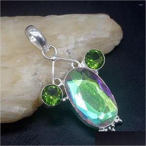 Hänge halsband hänge halsband Ämstenfaktoriska smycken stor marknadsföring 925 Sier Beautif Colorf Topaz Green Peridot Women Ladies Gif Dhhpl