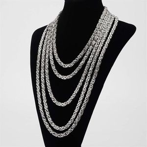 6mm Classic Mens Silver Byzantine Necklace Stainless Steel Chain Jewelry 45cm 50cm 60cm 70cm 75cm233z