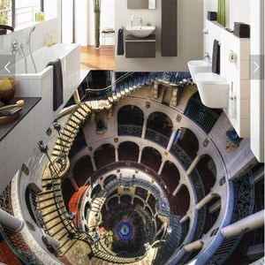 3d pvc flooring custom po wallpaper wall sticker Spiral staircase corridor decoration painting picture 3d wall room murals wall225w